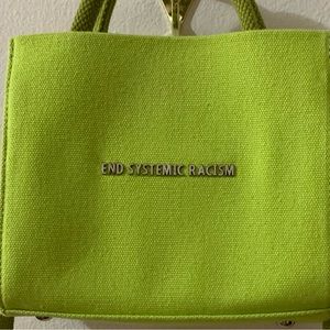End Systemic Racism Brandon Blackwood Lime Green Canvas Tote